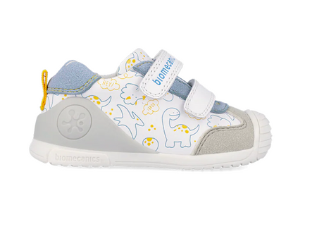 Biomecanics | Boys Velcro White Trainers with Dinosaur Design | 262120 Sporco