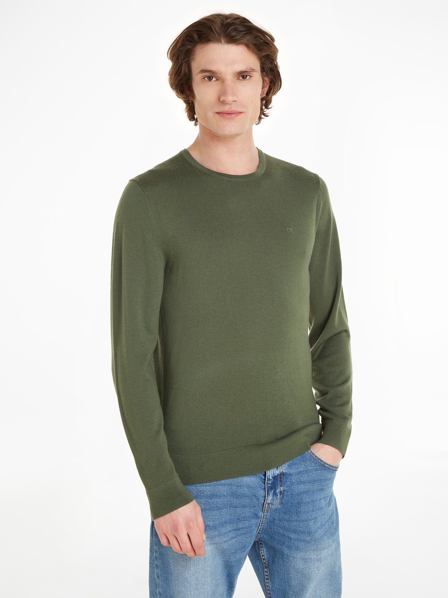 Calvin Klein K10K109474 llp | Wool Crew Knit in Thyme Green – Donnellans