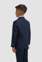 Load image into Gallery viewer, Cavani | Navy 3 Piece Boys Suit with Subtle Check and Navy Trim &amp; Buttons | Caridi