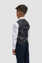 Load image into Gallery viewer, Cavani | Navy 3 Piece Boys Suit with Subtle Check and Navy Trim &amp; Buttons | Caridi
