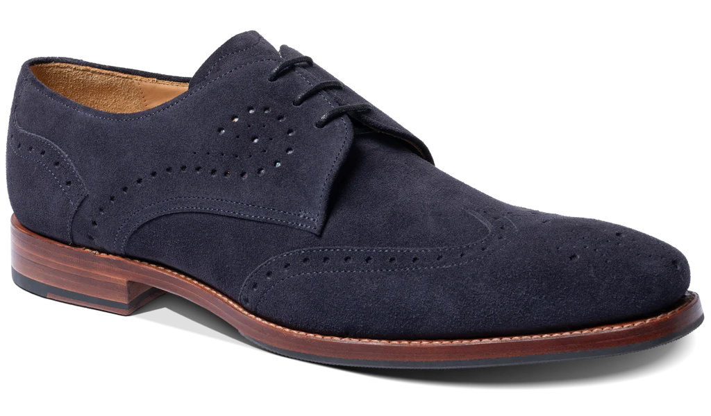 Barker George Navy Suede