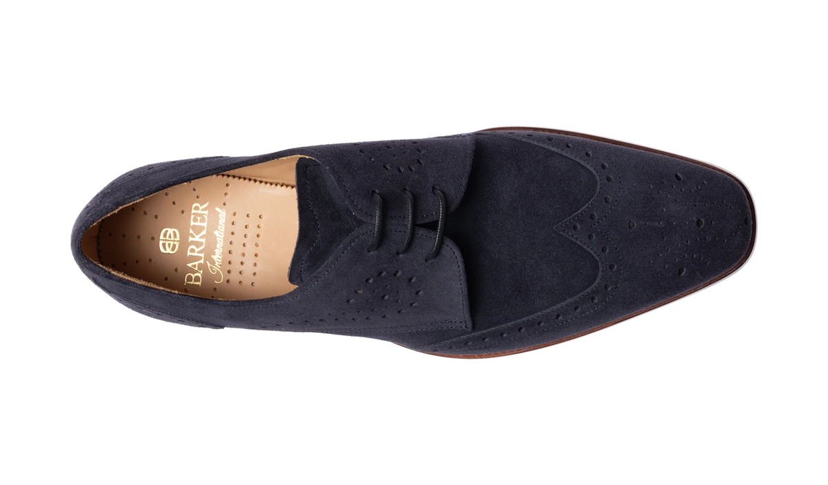 Barker George Navy Suede