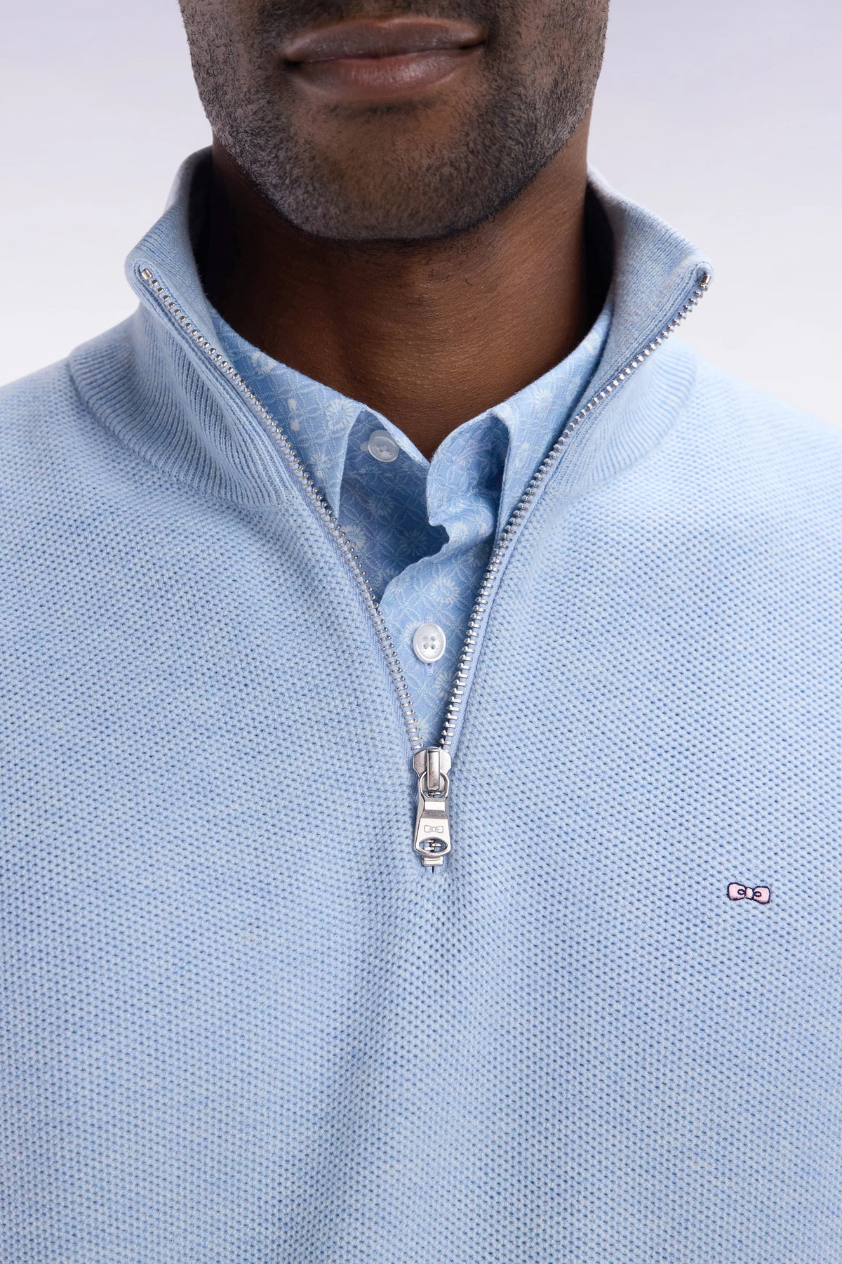 Eden Park Half Zip Knit in Light Blue E25MAIPU0022 BLC26