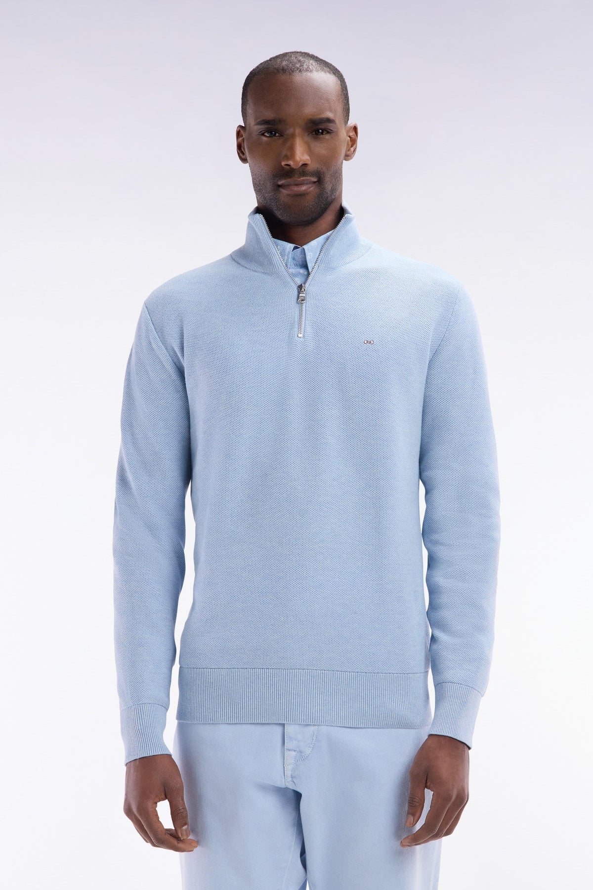 Eden Park Half Zip Knit in Light Blue E25MAIPU0022 BLC26