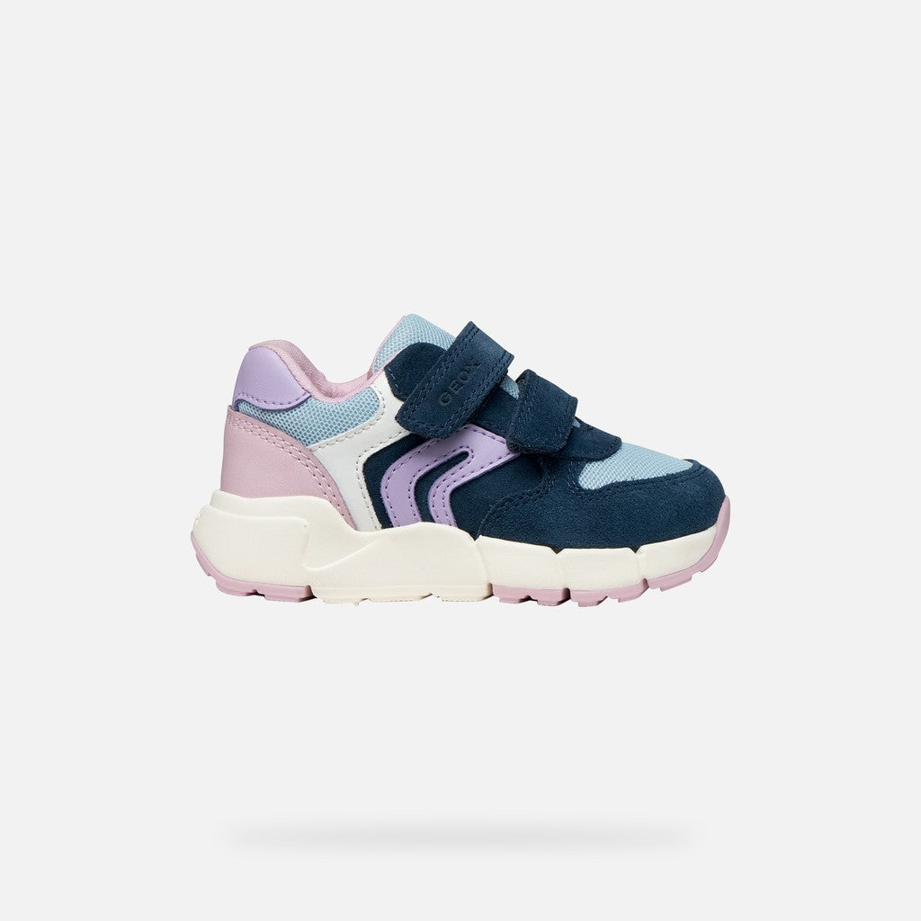 Geox Navy Lilac Girls Trainers B656NA