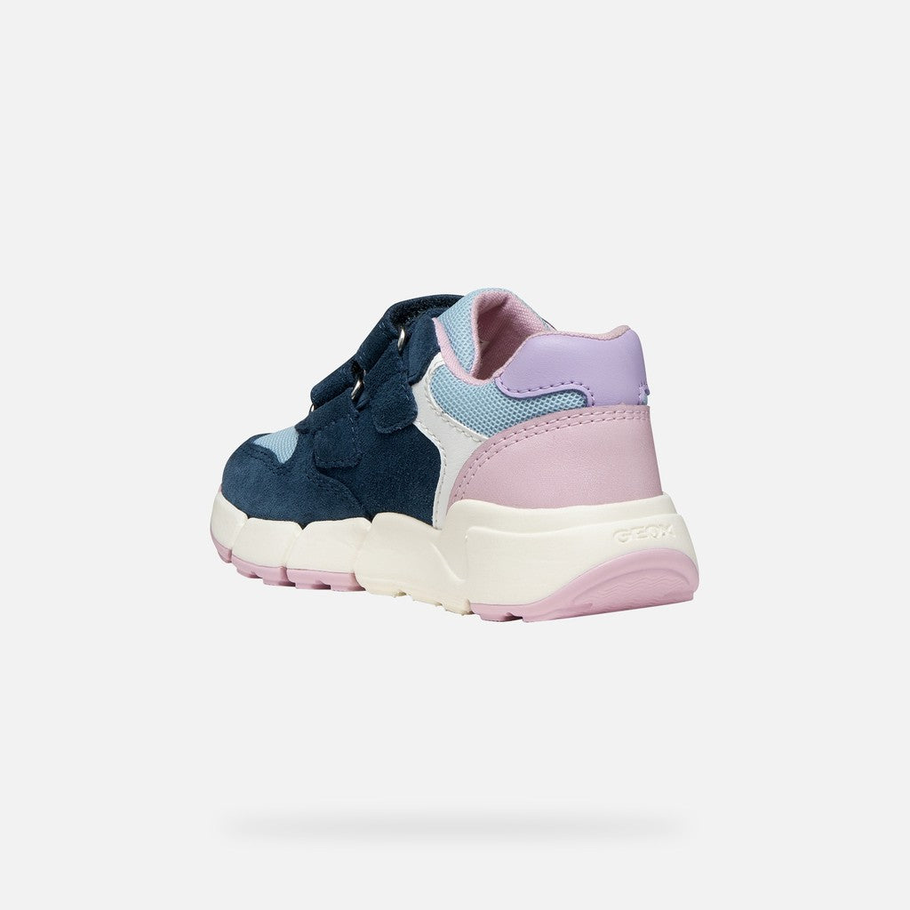 Geox Navy Lilac Girls Trainers B656NA