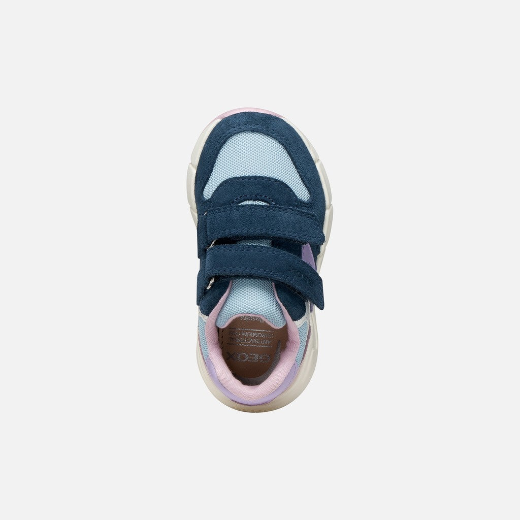 Geox Navy Lilac Girls Trainers B656NA
