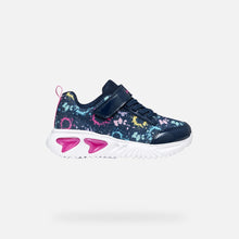 Load image into Gallery viewer, Geox | Assister Girls Navy Blue Shoe with Multicolor Design &amp; Lights | J45E9B