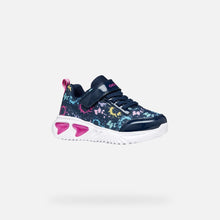 Load image into Gallery viewer, Geox | Assister Girls Navy Blue Shoe with Multicolor Design &amp; Lights | J45E9B