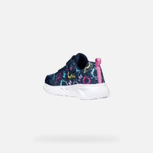 Load image into Gallery viewer, Geox | Assister Girls Navy Blue Shoe with Multicolor Design &amp; Lights | J45E9B