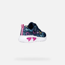 Load image into Gallery viewer, Geox | Assister Girls Navy Blue Shoe with Multicolor Design &amp; Lights | J45E9B