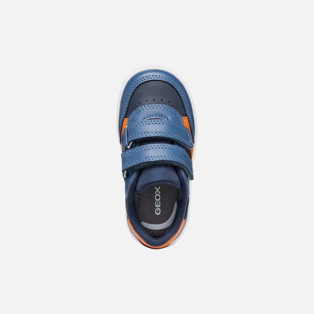 Geox Navy Orange Boys Velcro Trainers B555LA