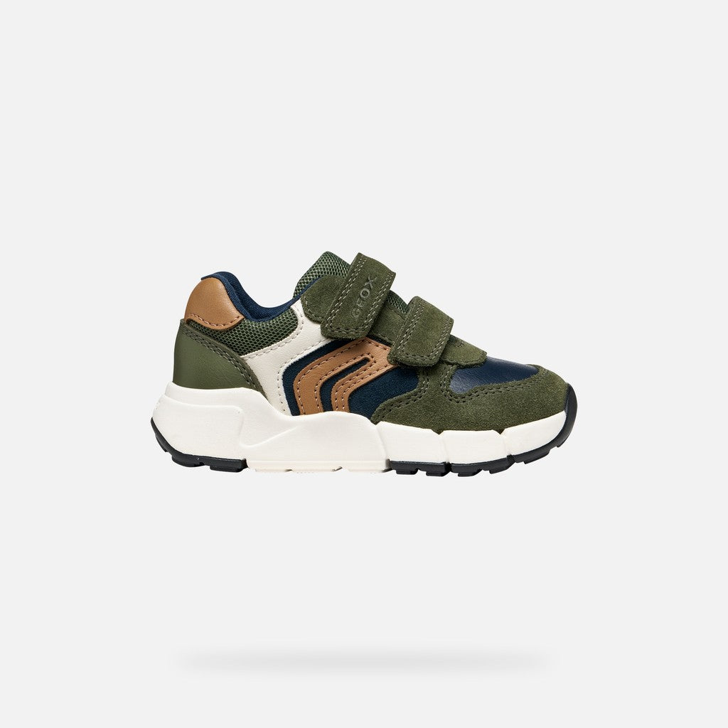 Geox Musk Green Cognac Boys Trainers B656GC