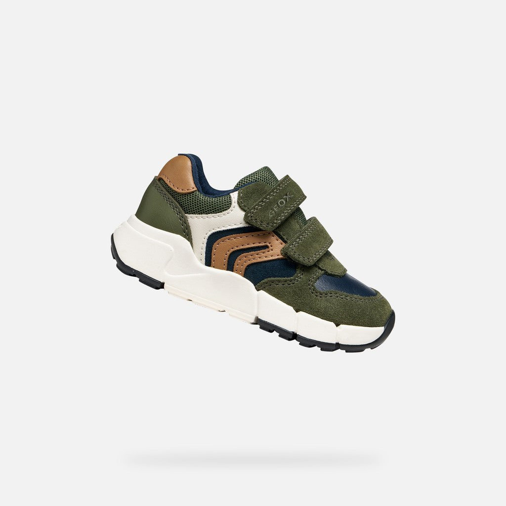 Geox Musk Green Cognac Boys Trainers B656GC