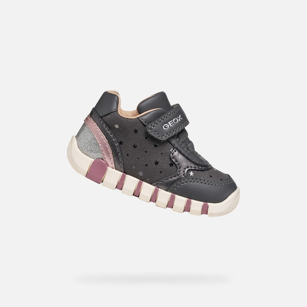 Geox Grey Girls Trainers B5658B