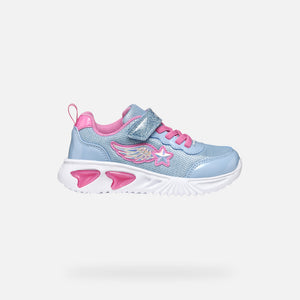 Geox Girls Light Up Trainers Sky Blue & Pink J55E9B