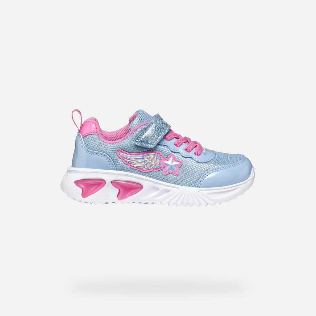 Geox Girls Light Up Trainers Sky Blue & Pink J55E9B