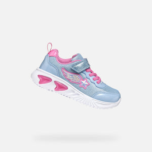 Geox Girls Light Up Trainers Sky Blue & Pink J55E9B