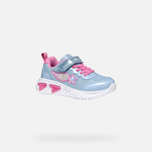 Geox Girls Light Up Trainers Sky Blue & Pink J55E9B