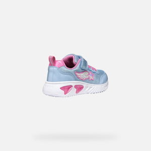 Geox Girls Light Up Trainers Sky Blue & Pink J55E9B