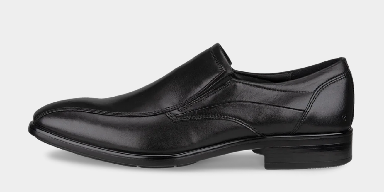 Ecco Soft Breathable Slip On Leather Dress Shoe in Black