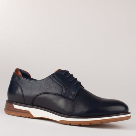 Escape | Casual Lace Shoe with Leather Upper in Navy with White Sole | Houston