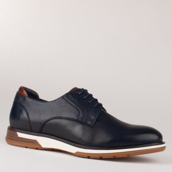 Escape | Casual Lace Shoe with Leather Upper in Navy with White Sole | Houston