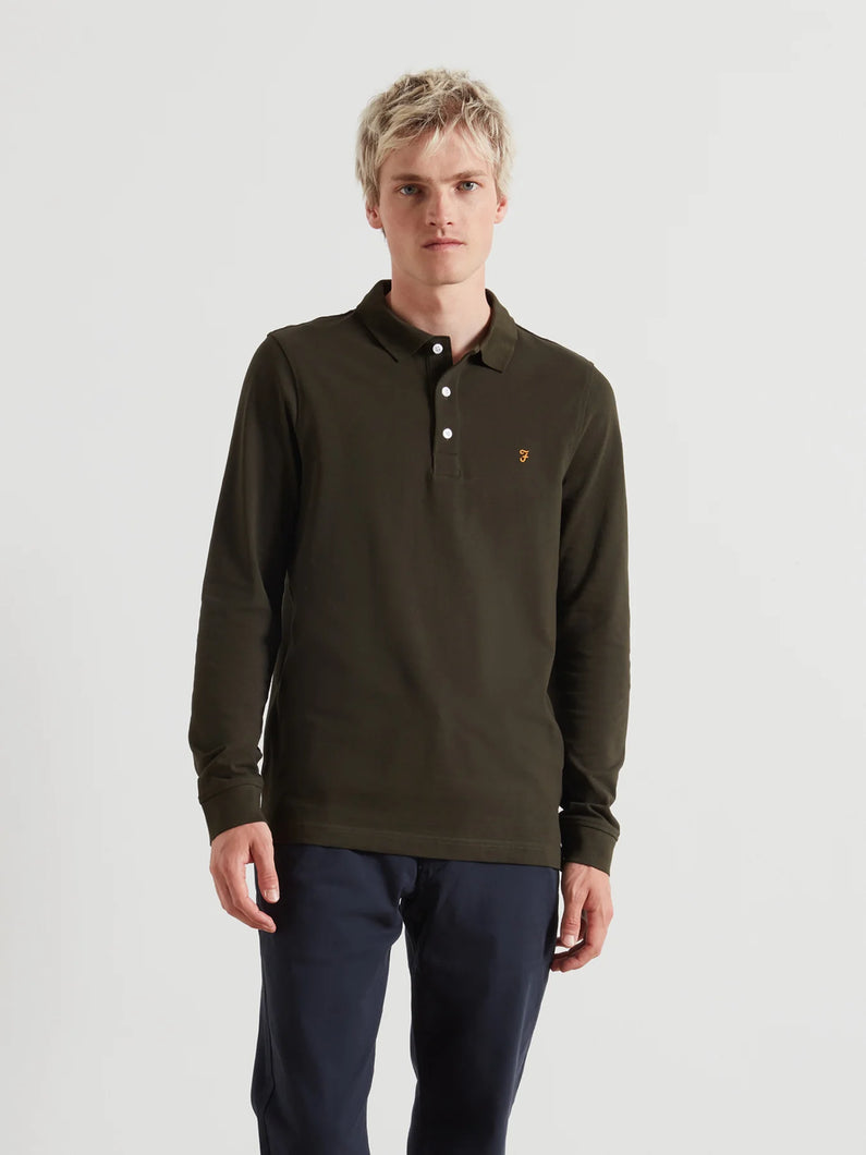 Farah Long Sleeve Polo Evergreen f4kfd034 357