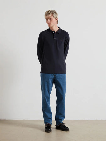 Farah Long Sleeve Polo Navy f4kfd034 412