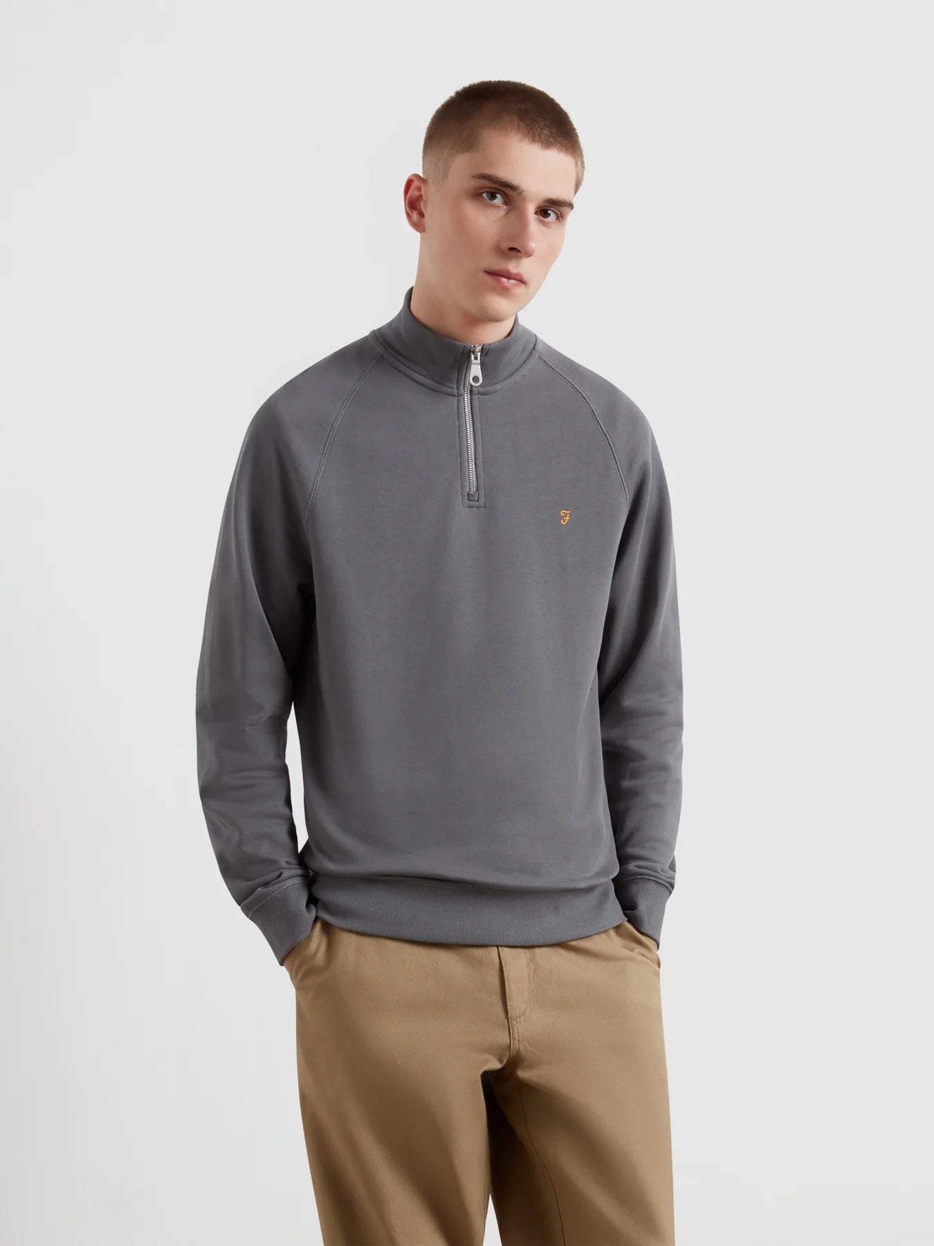 Farah Grey Zip Sweat f4ksb073 026