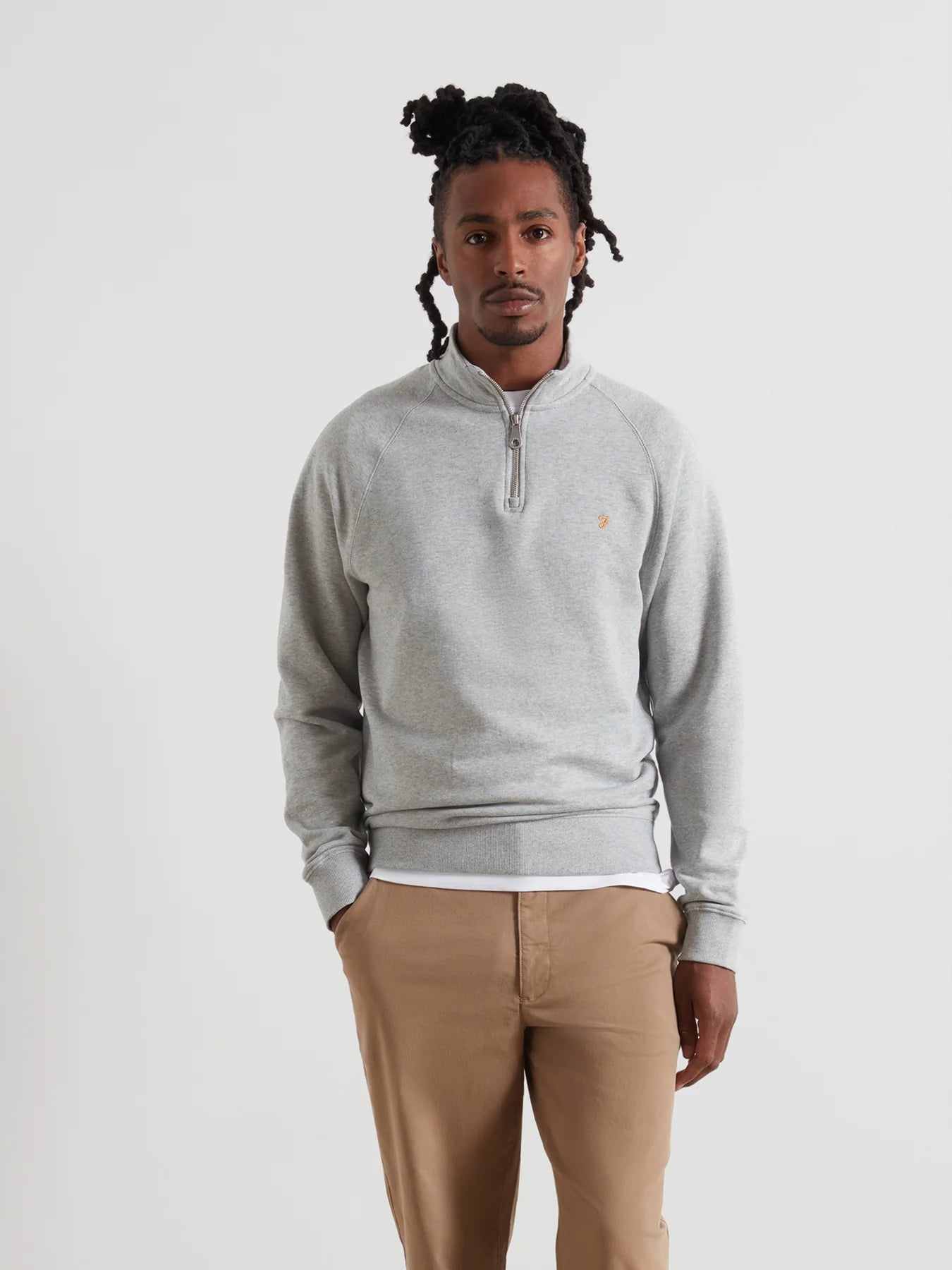 Farah Grey Zip Sweat F4KSB073 042