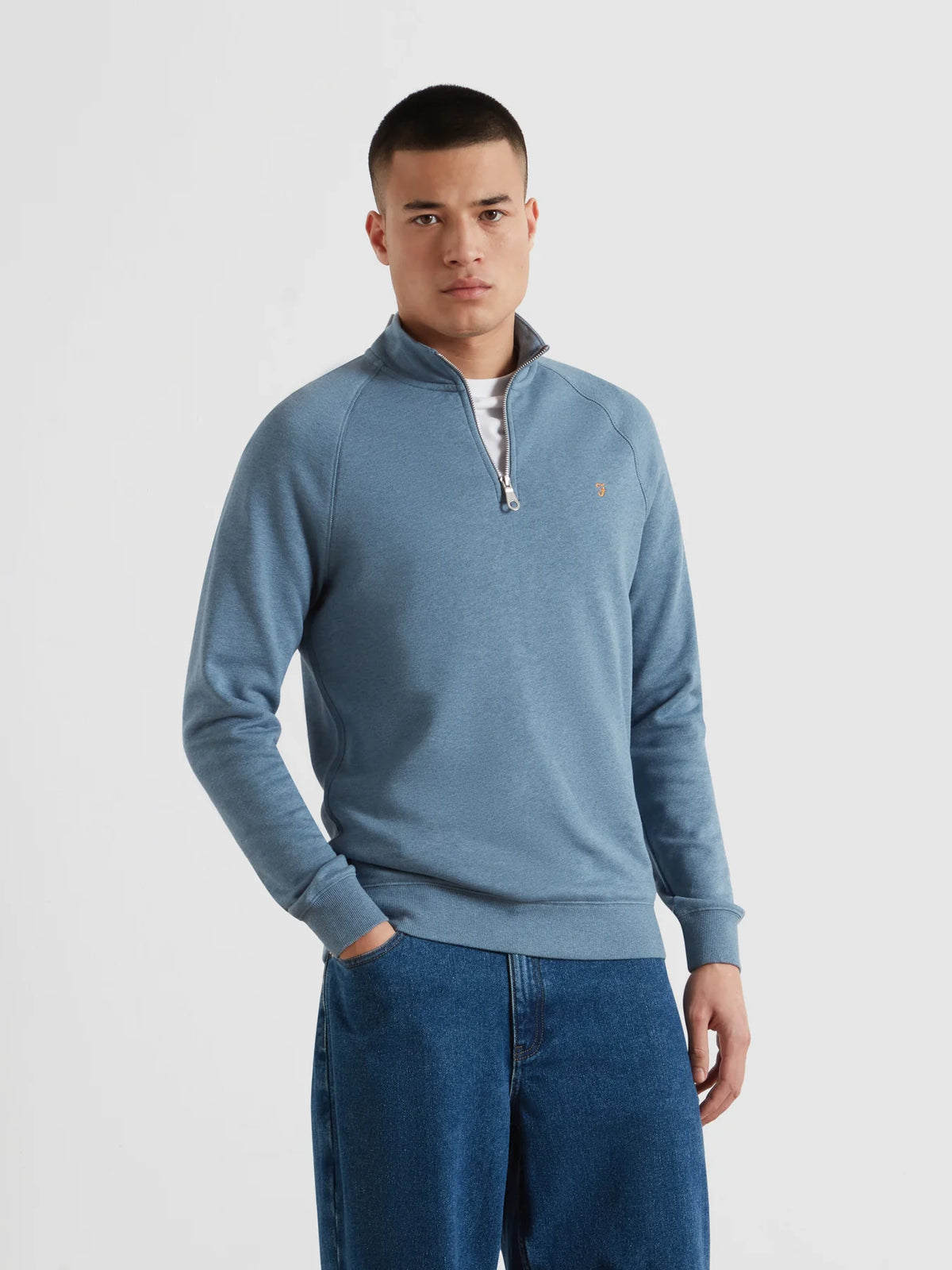 Farah Jim Blue Zip Sweat F4KSB073 401
