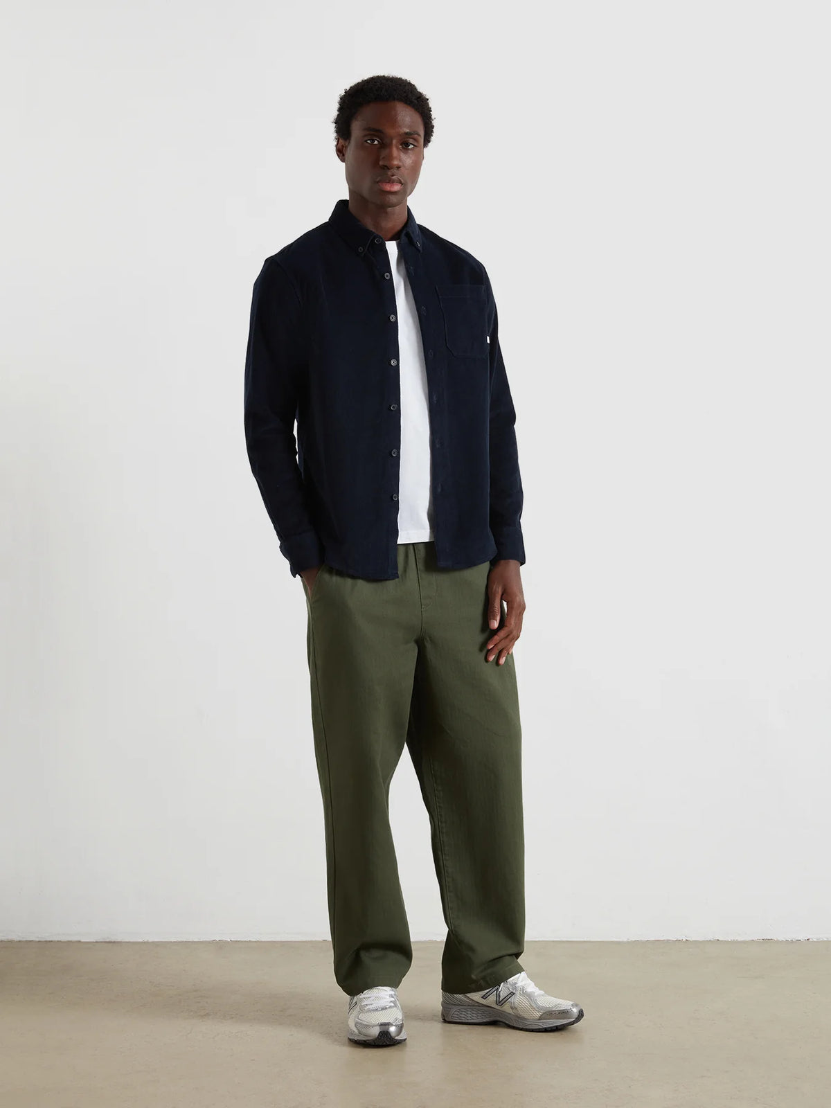 Farah Navy Cord Overshirt f4wfe035 412