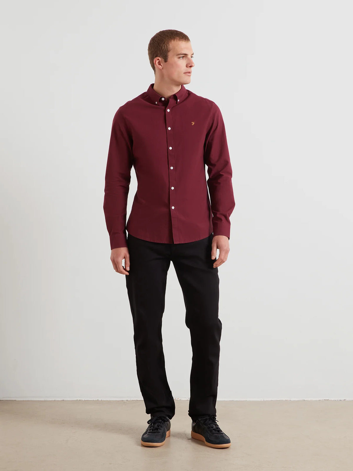 Farah Burgundy Slim Fit Shirt F4WSB060 507