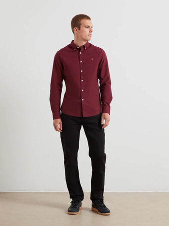 Farah Burgundy Slim Fit Shirt F4WSB060 507