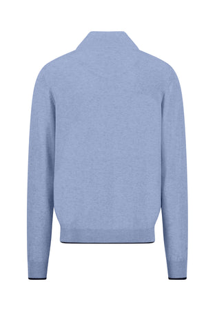 Fynch Hatton Breeze Blue Button Zip Jumper 1602 227 653