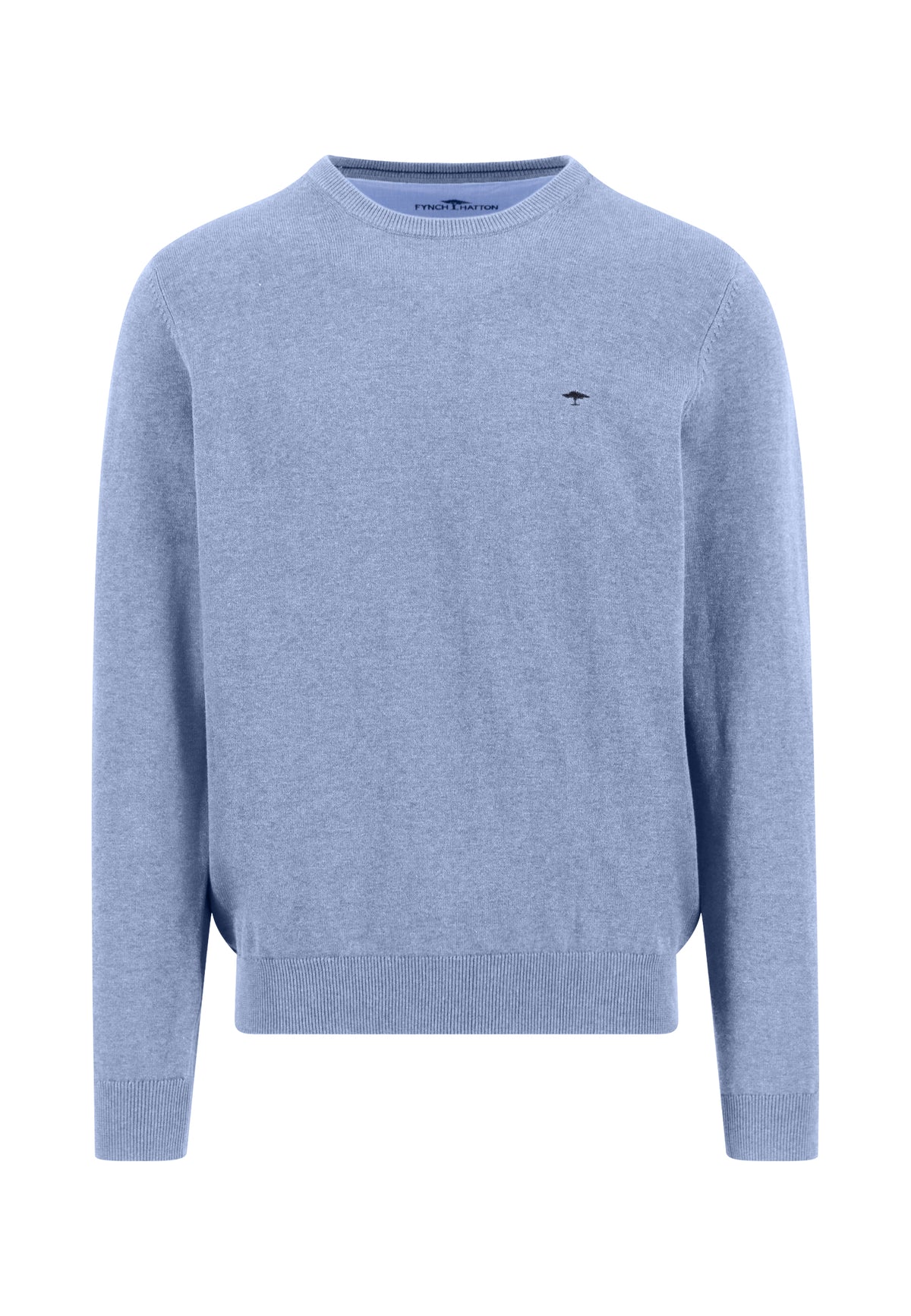 Fynch Hatton Breeze Blue Crew Neck Jumper 1613 210 653