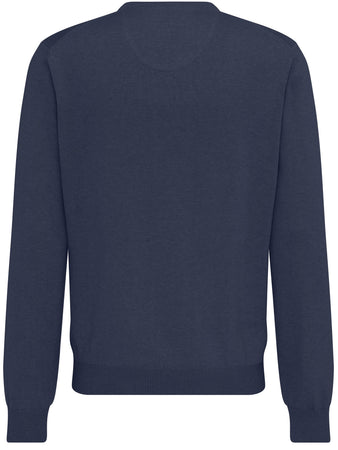 Fynch Hatton Night Blue V Neck Jumper sfpk 211 680
