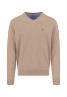Fynch Hatton Taupe Beige V Neck Jumper sfpk 211 864