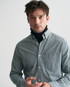 Gant | Micro Gingham Regular Fit Shirt in Green | 3240163 373