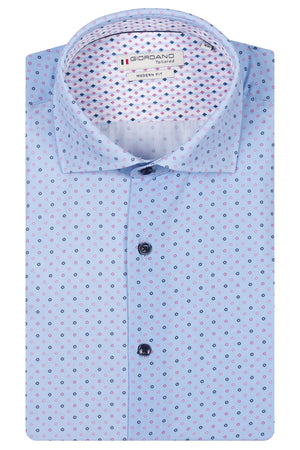 Giordano Blue Shirt with Pink Pinpoint Dot 617883 50