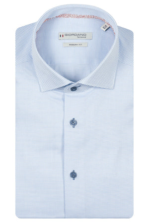 Giordano | Classic Dobby Modern Fit Cutaway Collar Long Sleeve Shirt in Blue | 617851 61