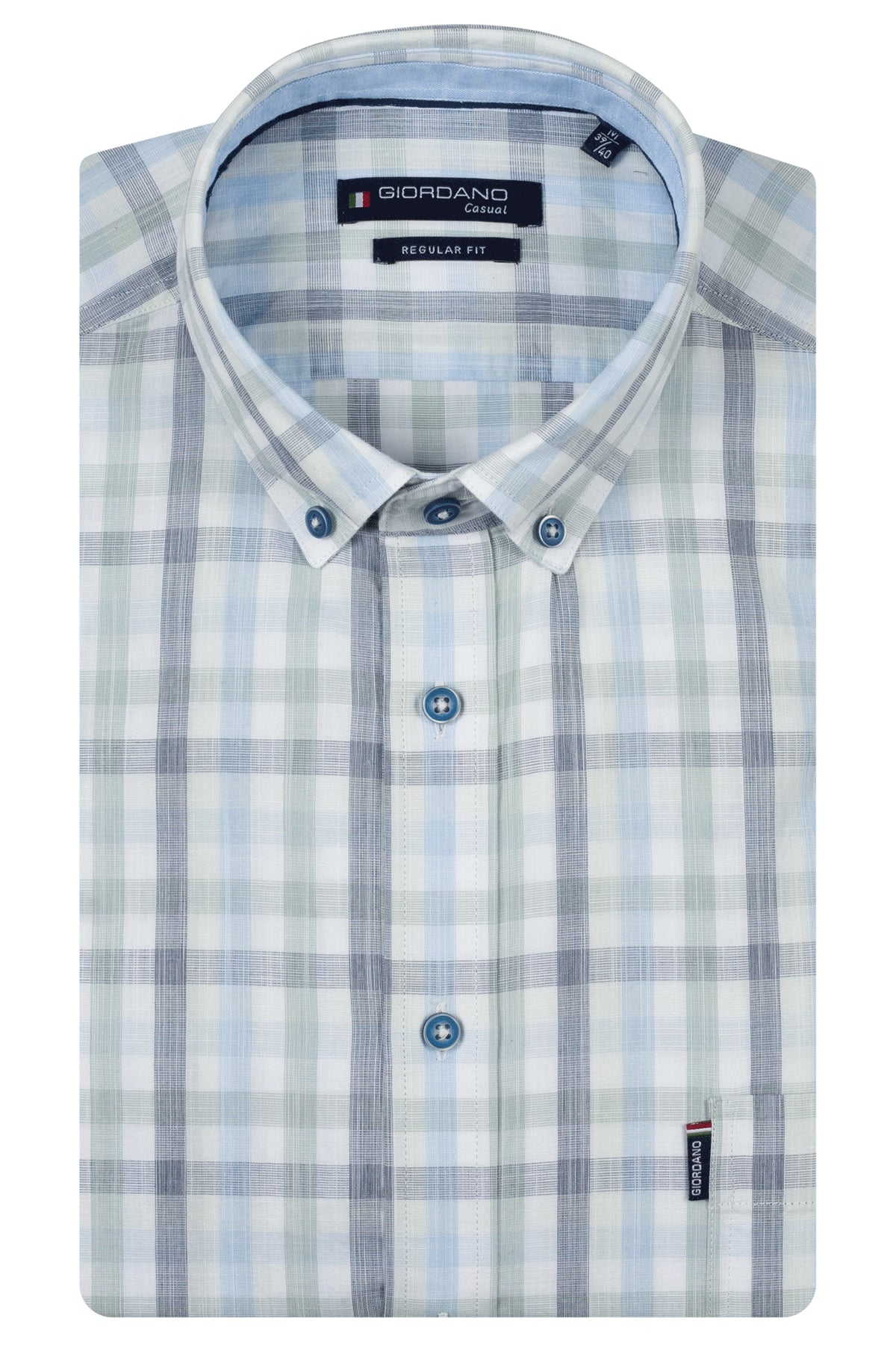 Giordano Green Blue Check Shirt 616340 71