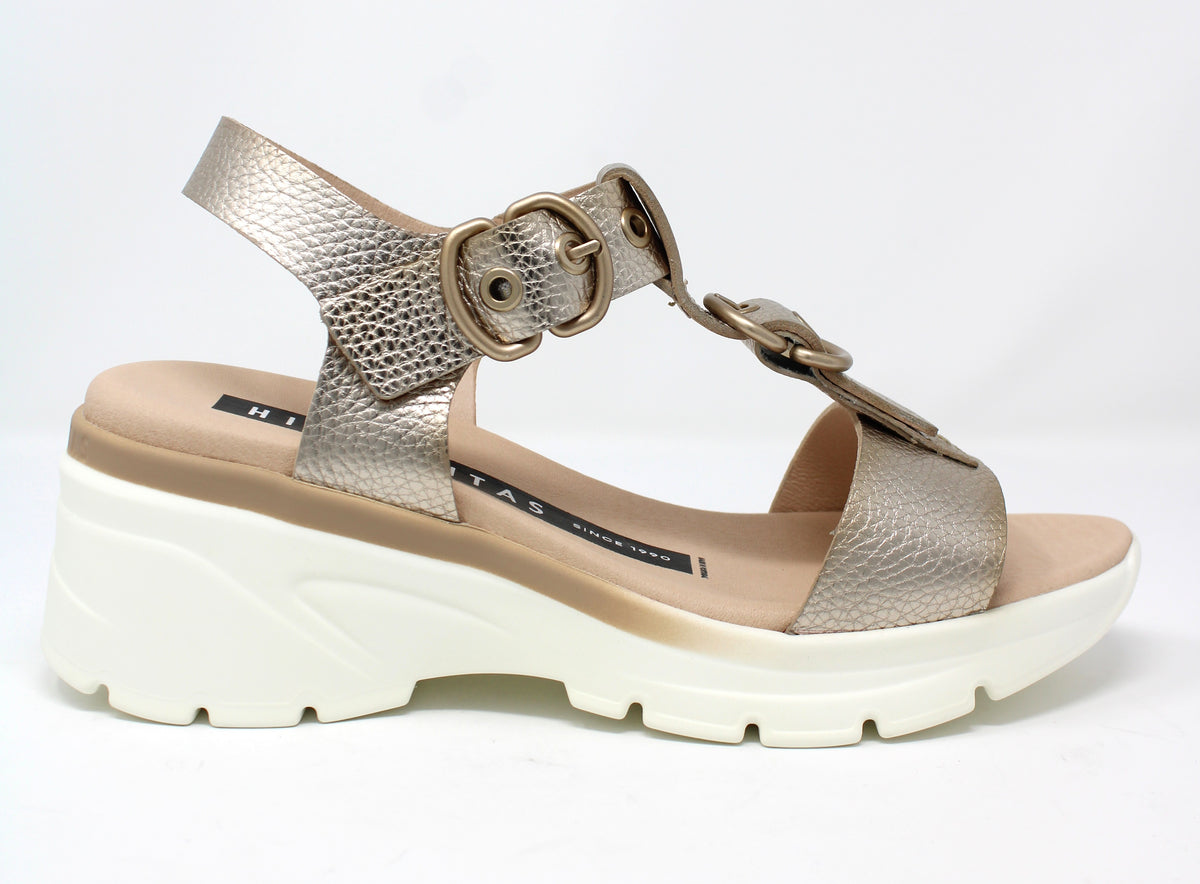 Hispanitas Gold Wedge Sandals HV264799