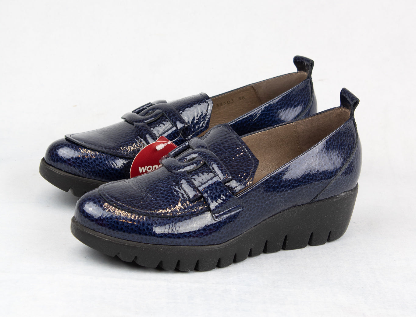 Ladies navy best sale patent loafers