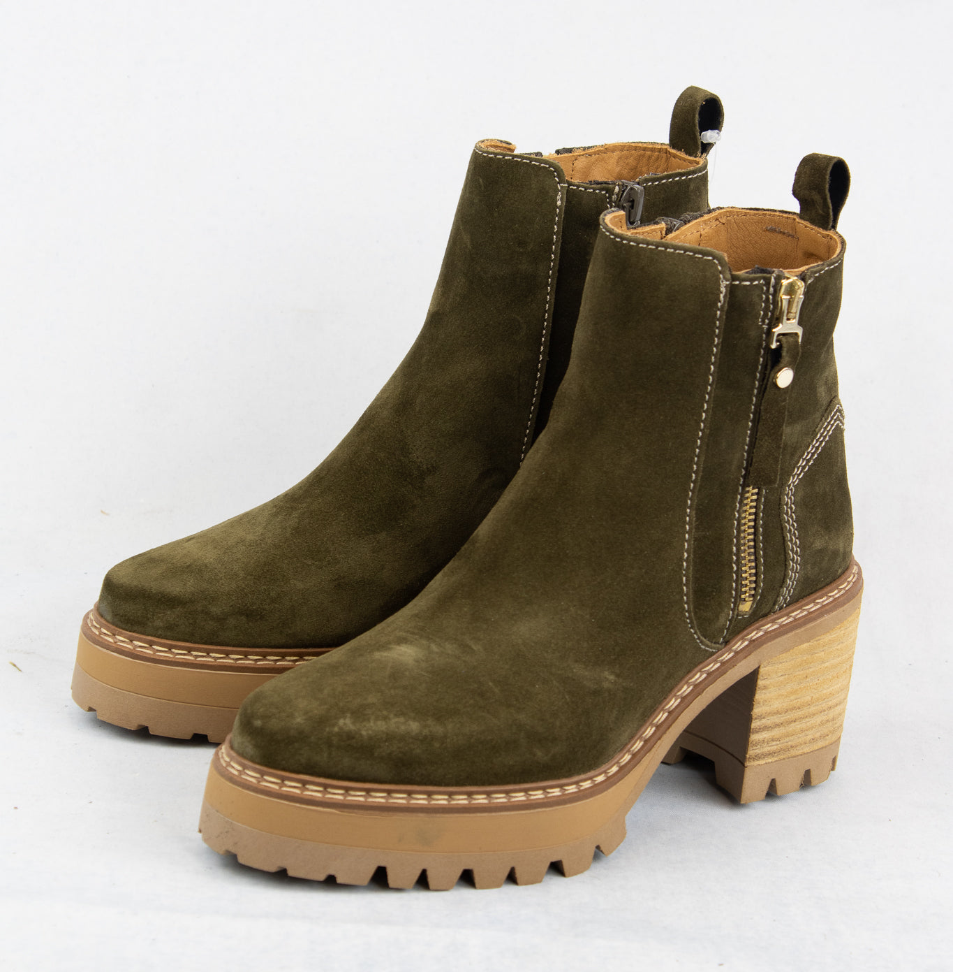 Olive green suede outlet ankle boots