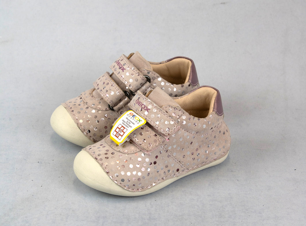 Geox B9440B Pink | Girls Pre Walker Velcro Shoe in Pale Pink