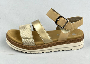 Remonte Velcro Sandals Beige Gold DOQ55