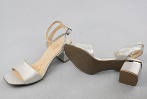 Bioeco 3942 2103 | 6.5cm Block Heel Leather Sandals in Silver