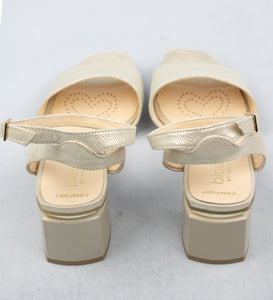 Bioeco 3942 1097 | 6.5cm Block Heel Leather Sandals in Gold